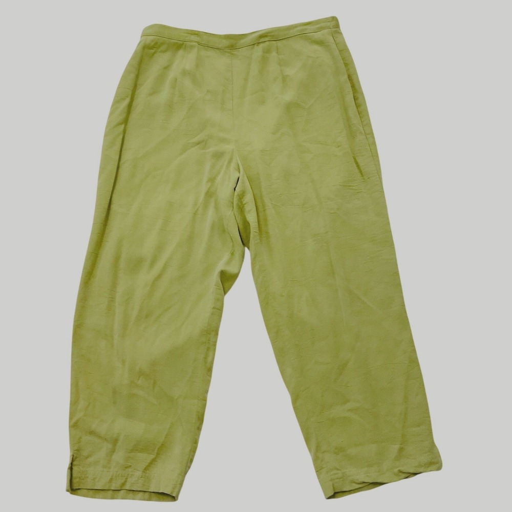Vintage Cynthia Max women's tencel rayon green cropped pants trousers USA medium